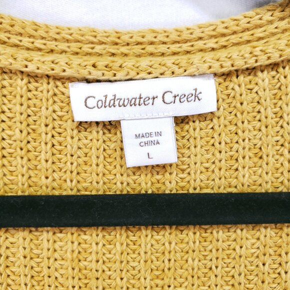 Coldwater Creek Mustard Yellow Knit Relaxed V Neck Fall Sweater Size L - Picture 6 of 13